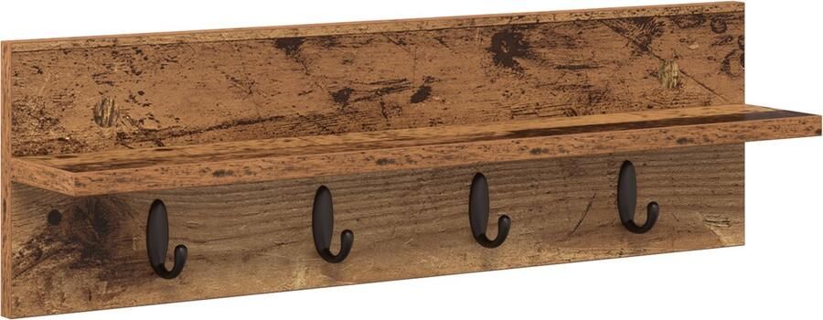 VidaXL Wandgemonteerde kapstok Oud hout 60 x 10.5 x 18 cm Bewerkt hout