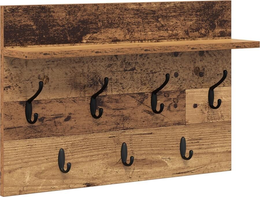 VidaXL Wandgemonteerde kapstok Oud hout 60 x 40 x 12 cm Bewerkt hout