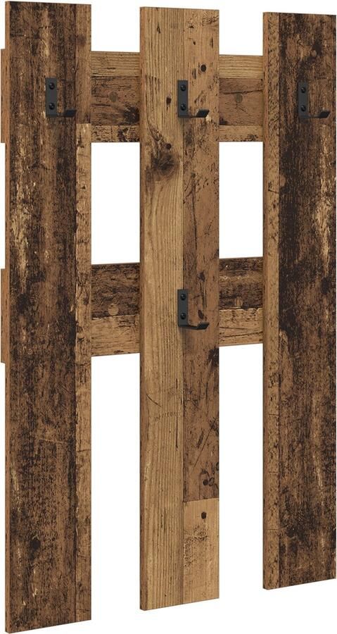 VidaXL Wandgemonteerde kapstok Oud hout 65 x 3 x 100 cm Bewerkt hout