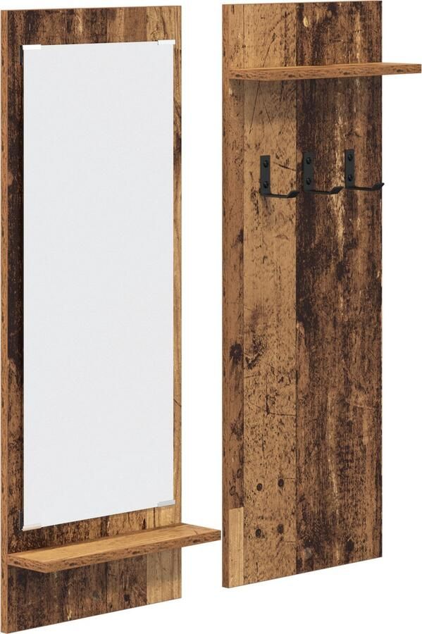 VidaXL Wandgemonteerde kapstok Oude hout 70 x 10 x 90 cm Bewerkt hout