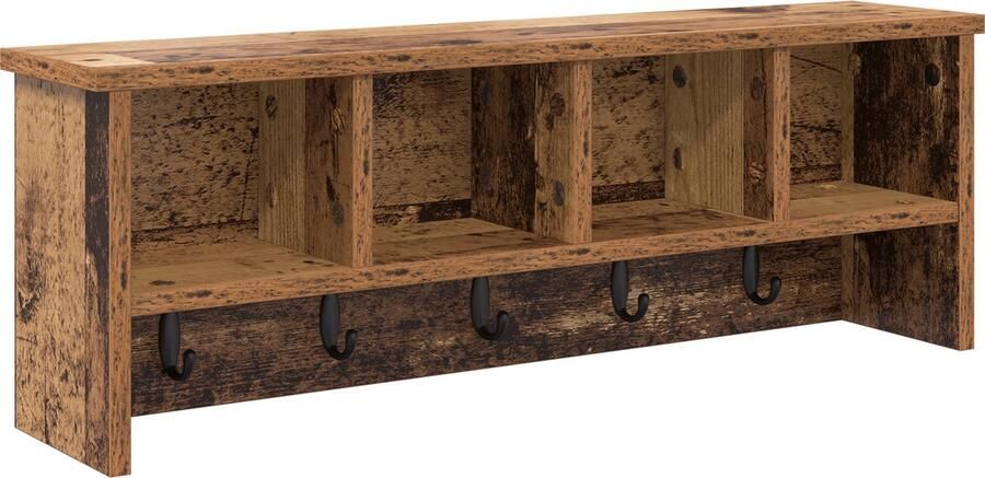 VidaXL Wandgemonteerde kapstok Oud hout 75 x 16 x 26 cm Bewerkt hout