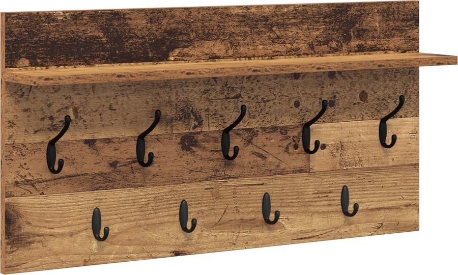 VidaXL Wandgemonteerde kapstok Oud hout 80 x 40 x 12 cm Bewerkt hout