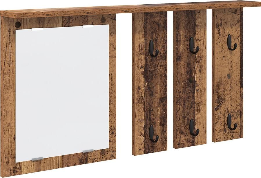 VidaXL Wandgemonteerde kapstok Oud hout 84 x 10 x 80 cm Bewerkt hout