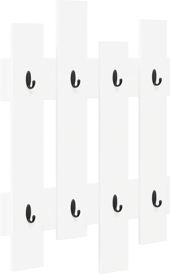 VidaXL Wandgemonteerde kapstok Wit 60 x 3 x 82 cm Bewerkt hout