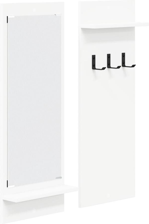 VidaXL Wandgemonteerde kapstok Wit 70 x 10 x 90 cm Bewerkt hout