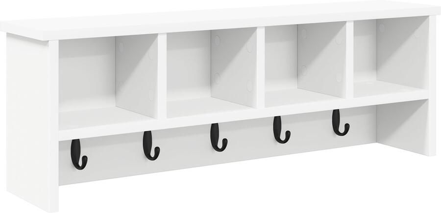 VidaXL Wandgemonteerde kapstok Wit 75 x 16 x 26 cm Bewerkt hout