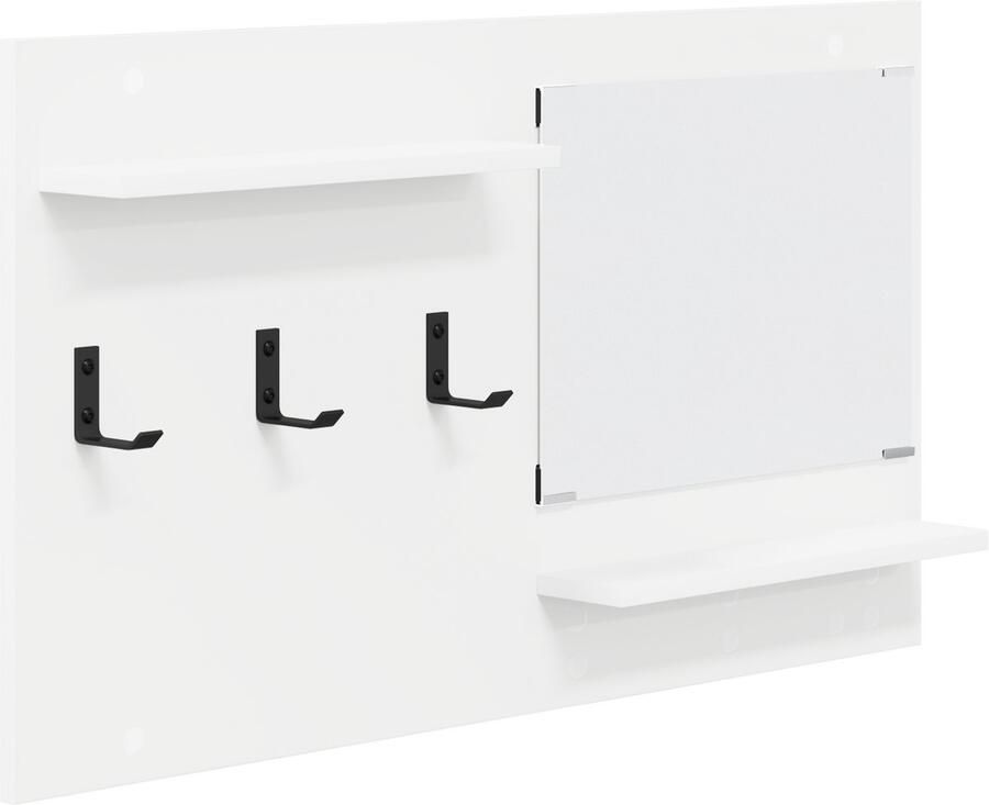 VidaXL Wandgemonteerde kapstok met plank met opslag met spiegel Wit Bewerkt hout