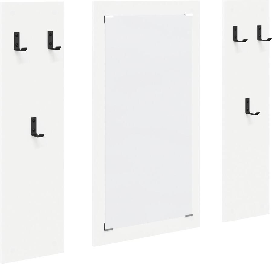 VidaXL Wandgemonteerde kapstok met opslag met spiegel Wit Bewerkt hout