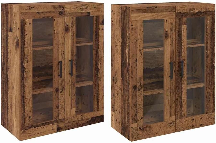 VidaXL Wandgemonteerde Kasten Set van 2 Oud Hout 69 5 x 34 x 90 cm Geengineerd Hout - Foto 2