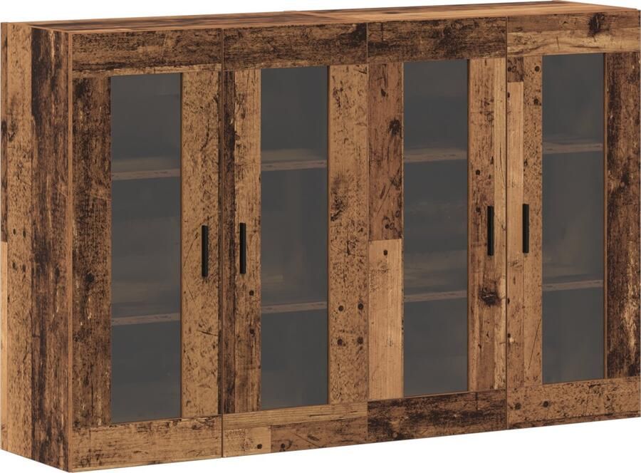 VidaXL Wandgemonteerde Kasten Set van 2 Oud Hout 69 5 x 34 x 90 cm Geengineerd Hout