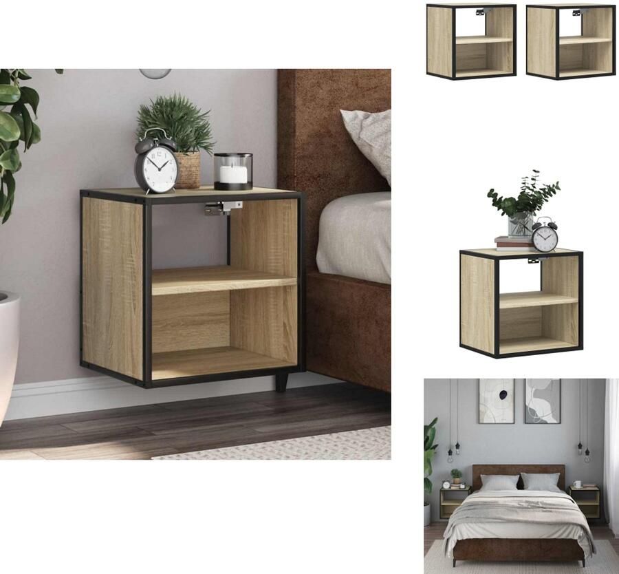 VidaXL Wandgemonteerde Nachtkastje Wandgemonteerde Nachtkastjes Nachtkastje Nachtkastjes 2 st wandgemonteerd 40x31x39 5cm sonoma eikenkleur