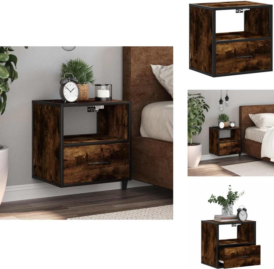 VidaXL Wandgemonteerde Nachtkastje Wandgemonteerde Nachtkastjes Nachtkastje Nachtkastjes Nachtkastje wandgemonteerd 40x31x39 5 cm gerookt eikenkleurig