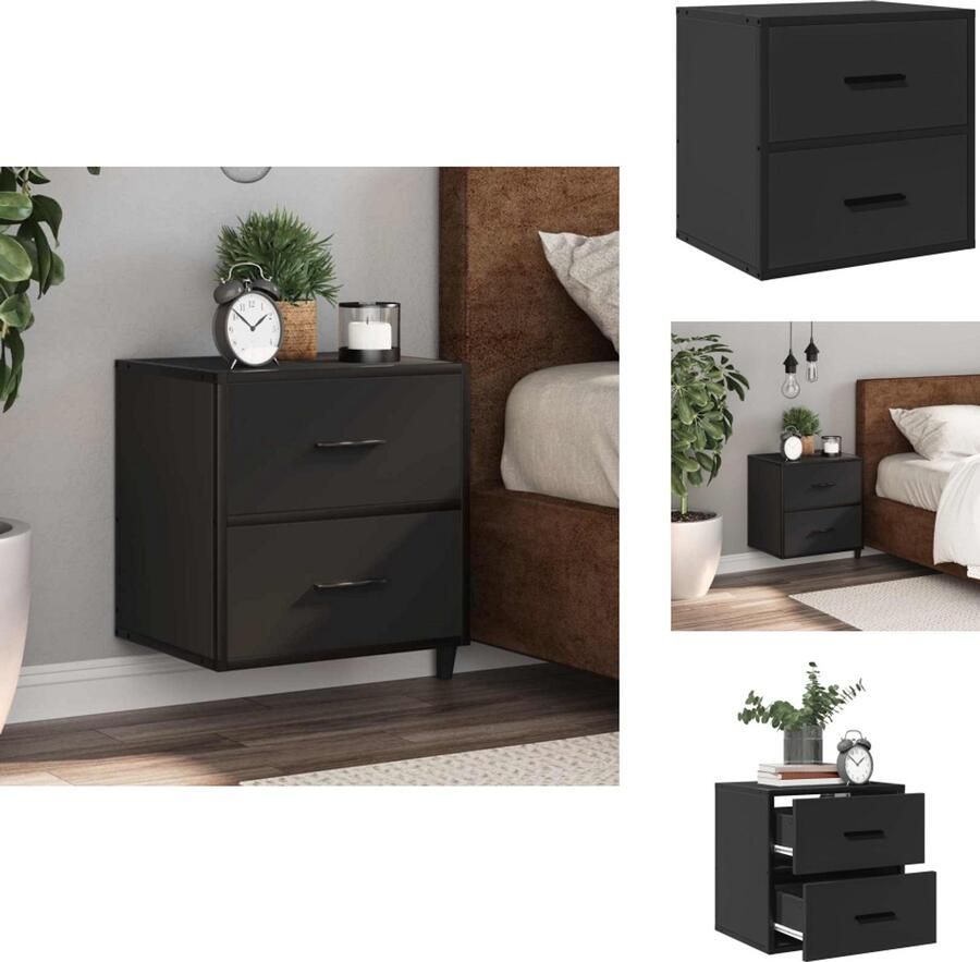 VidaXL Wandgemonteerde Nachtkastje Wandgemonteerde Nachtkastjes Nachtkastje Nachtkastjes Nachtkastje wandgemonteerd 40x31x39 5 cm zwart