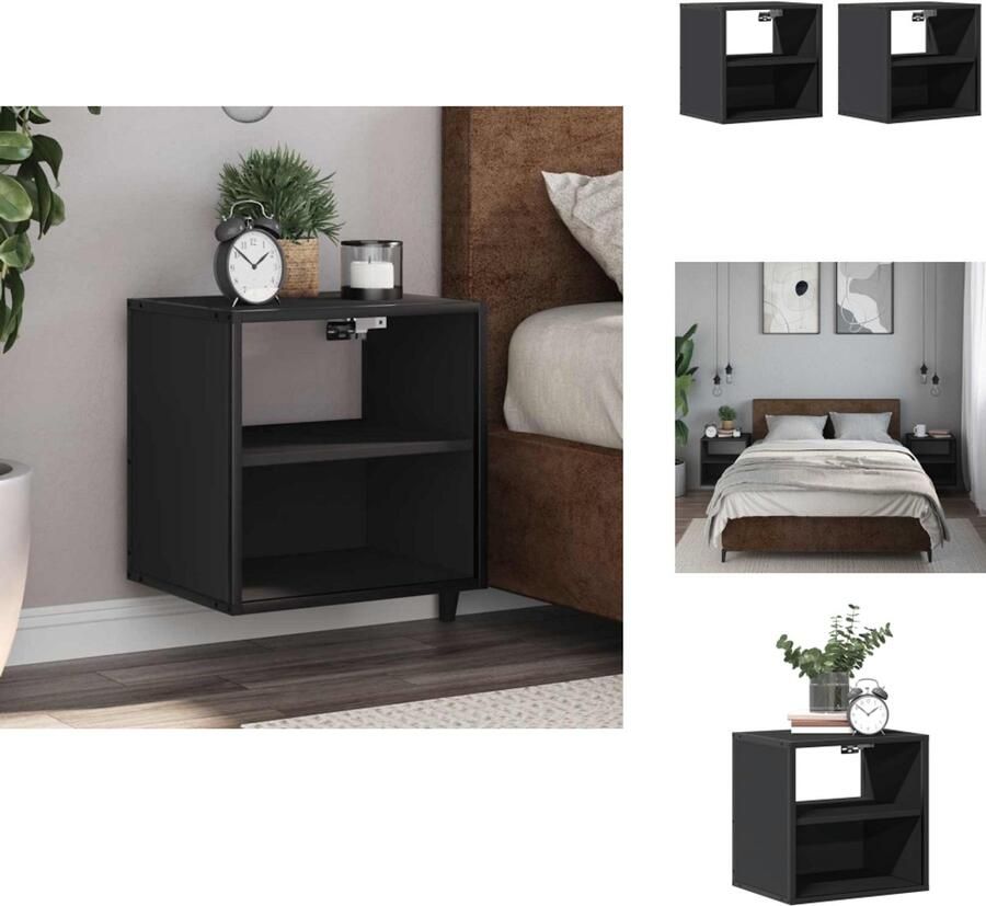 VidaXL Wandgemonteerde Nachtkastje Wandgemonteerde Nachtkastjes Nachtkastje Nachtkastjes wandgemonteerd 2 st 40x31x39 5 cm zwart