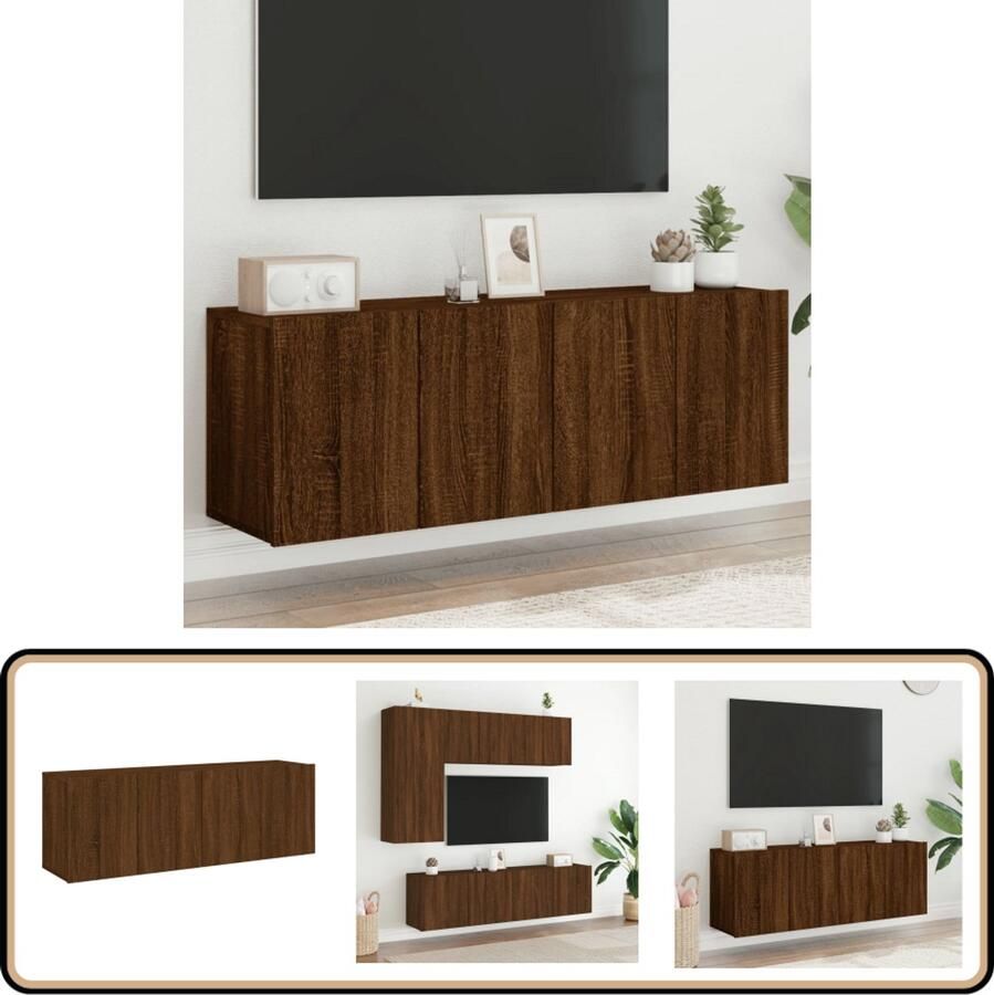 VidaXL Wandgemonteerde Tv-meubels 2 st Bruin Eik Tv Kast Wandmontage Houten Tv Stand Bruin Eiken Opbergkast