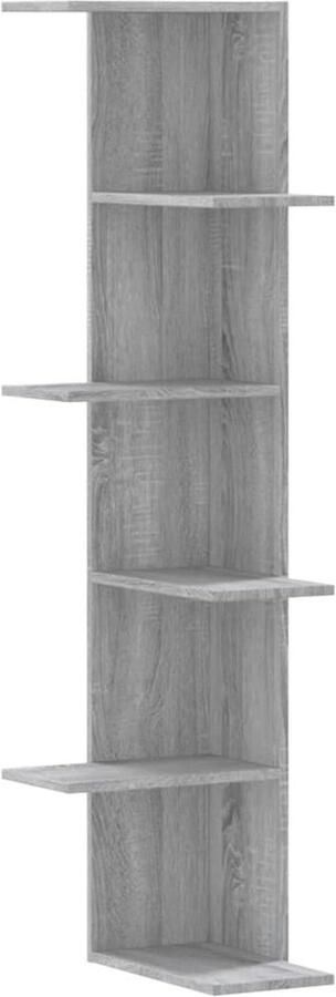 VidaXL Hoekwandschap 36 5x36 5x140 cm bewerkt hout grijs sonoma eiken Wandhoekschap Wandhoekschappen Hoekboekenkast Hoekkast