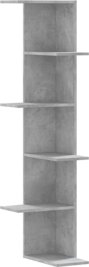 The Living Store Hoekwandschap 36 5x36 5x140 cm bewerkt hout betongrijs Hoekwand Houten Kast Betongrijs Meubilair Woonaccessoires Opslag Oplossing - Foto 2