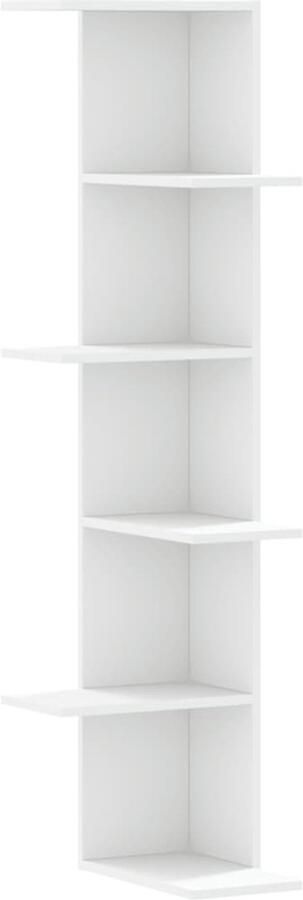VidaXL Wandhoekschap Wandhoekschappen Hoekboekenkast Hoekkast Hoekwandschap 36 5x36 5x140 cm bewerkt hout wit