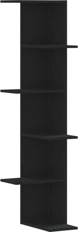VidaXL Wandhoekschap Wandhoekschappen Hoekboekenkast Hoekkast Hoekwandschap 36 5x36 5x140 cm bewerkt hout zwart