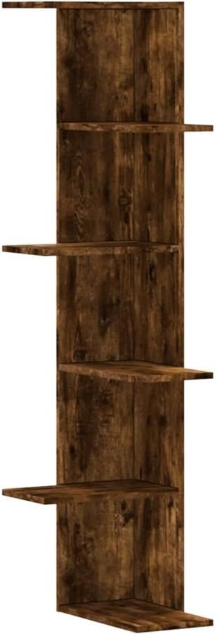VidaXL Wandhoekschap Wandhoekschappen Hoekboekenkast Hoekkast Hoekwandschap 36 5x36 5x140 cm bewerkt hout gerookt eikenkleur