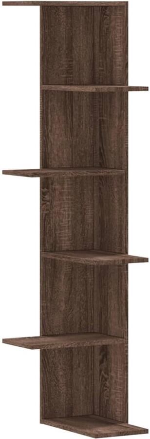 VidaXL Wandhoekschap Wandhoekschappen Hoekboekenkast Hoekkast Hoekwandschap 36 5x36 5x140 cm bewerkt hout bruin eikenkleurig
