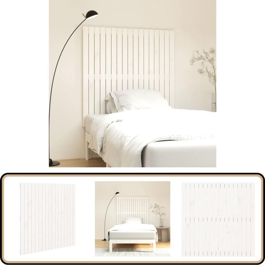 VidaXL Wandhoofdbord 108x110 cm Grenenhout Wit Wandhoofdbord Hoofdboard Slaapkamer Decoratie Houten Hoofdbord Wit Hoofdbord