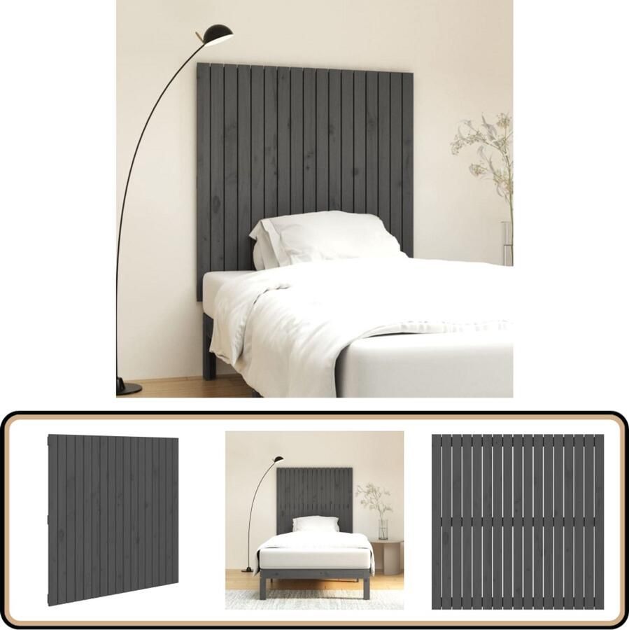 VidaXL Wandhoofdbord 108x3x110 cm Massief Grenenhout Wandlamp Hoofddekens Beddingset Slaapkamersdecoratie Massief Hout Meubels Grenenhouten Meubel