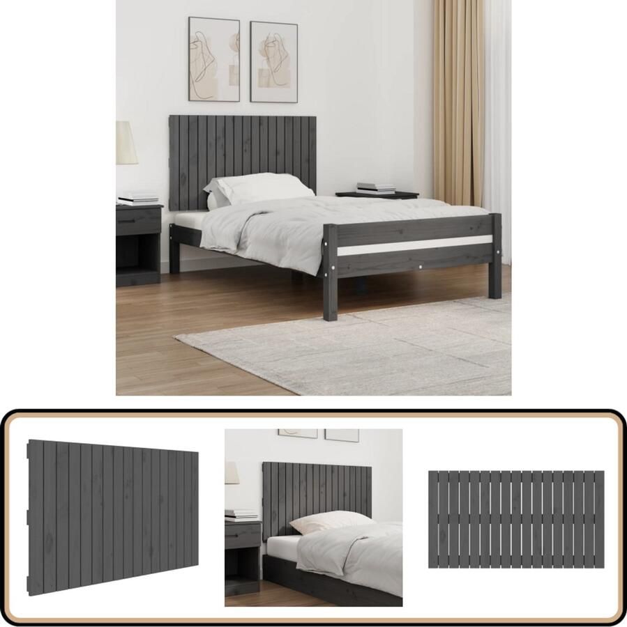 VidaXL Wandhoofdbord 108x3x60 cm Grenenhout Grijs Wandhoofdbord Hoofdbord Klassieke Stijl Hout Grenenhout Grijs Slaapkamer Decoratie Comfortabel Leeshoek Tvkijken In Bed