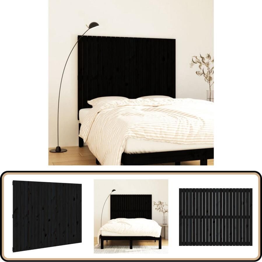 VidaXL Wandhoofdbord 140x3x110 cm Grenenhout Zwart Wandhoofdbord Hoofdbord Grenenhout Zwarte Hoofdbord Slaapkamervloerisdecoratie
