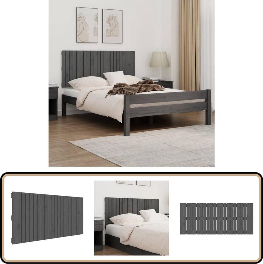 VidaXL Wandhoofdbord 140x60 cm grenenhout grijs Wanddecoratie Hoofdbord Slaapkamers Houtmeubilair Grenenhouten Meubels Vintage Interieur Landelijke Stijl