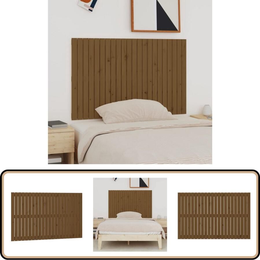 VidaXL Wandhoofdbord 140x90 cm massief hout bruin Wanddecoratie Hoofd Bord Bed Accessoires Slaapkamers Grenenhout Meubels Houten Hoofdbord