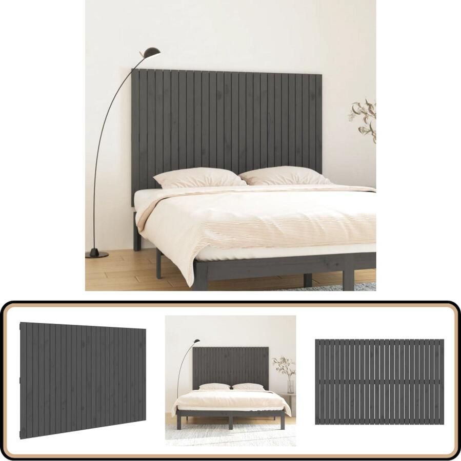 VidaXL Wandhoofdbord 166x110 cm Massief Grenenhout Wandhoofdbord Hoofdboard Houten Hoofdbord Grieze Hoofdbord Massief Hout Slaapkamersdecoratie Bedroom Decor