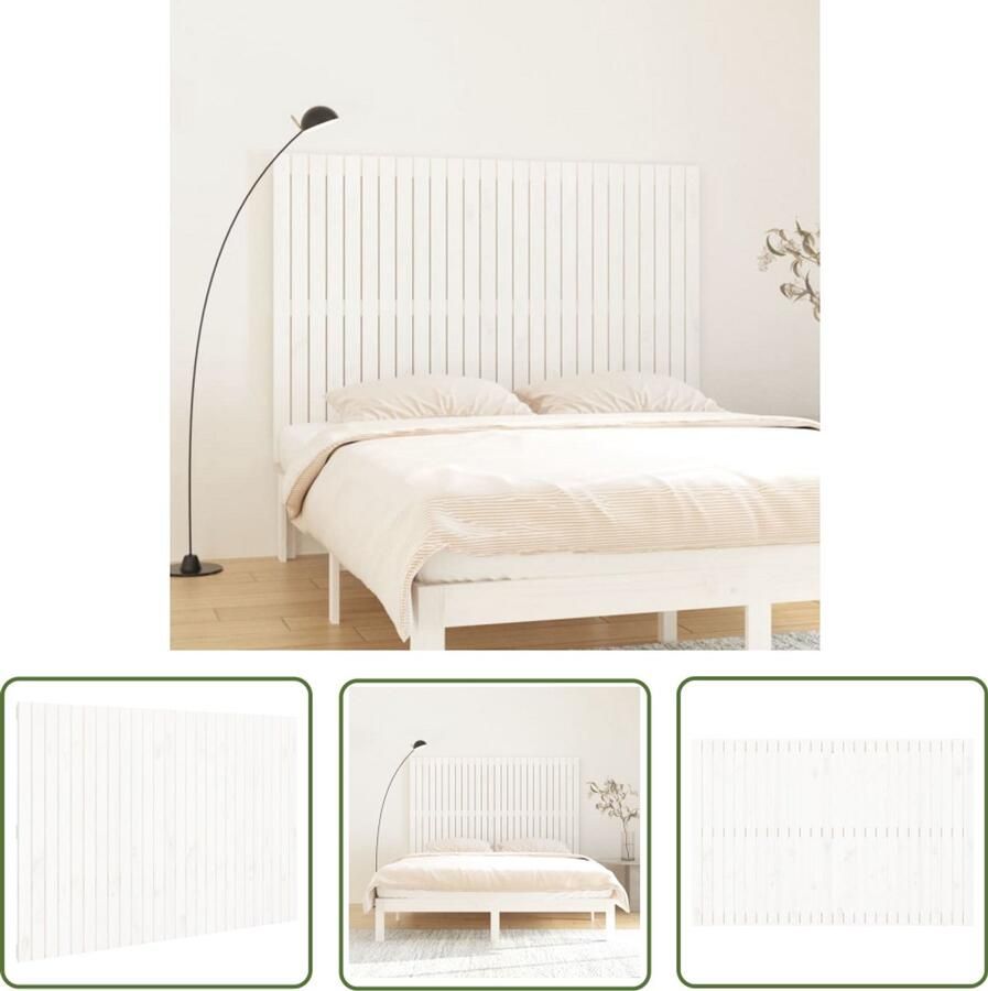 VidaXL Wandhoofdbord 166x3x110 cm Wit Grenenhout Wandhoofdbord Hoofdbord Slaapkamerdecoratie Grenenhout Meubilair Modern Hoofdbord