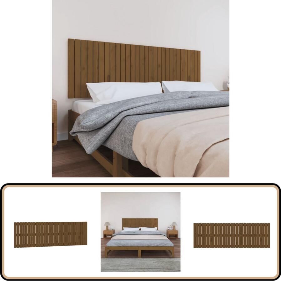 VidaXL Wandhoofdbord 185x60 cm grenen honingbruin Wandhoofdbord Hoofdbord Slaapkamerdecoratie Grenenhouten Meubels Vintage Interieur Landelijke Stijl