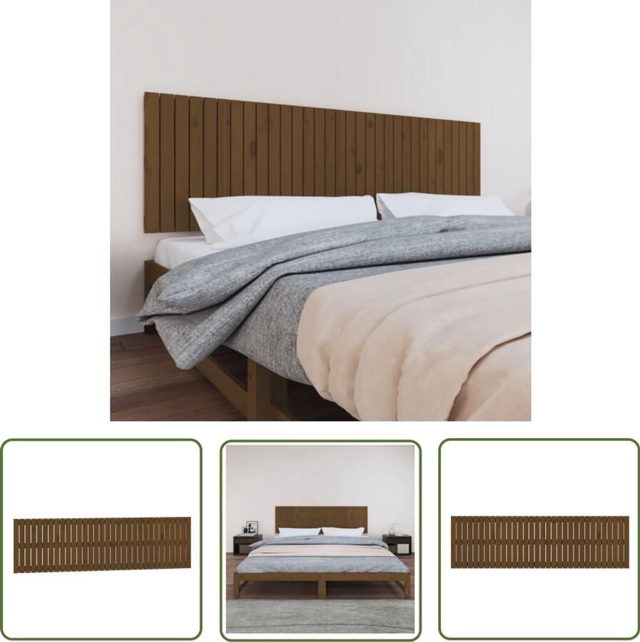 VidaXL Wandhoofdbord 204x3x60 cm Massief Grenenhout Wandhoofdbord Hoofdbord Klassieke Design Hout Grenenhout Bruine Kleuren Slaapkamer Decoratie Comfortabel Leeshoek Tvkijken In Bed