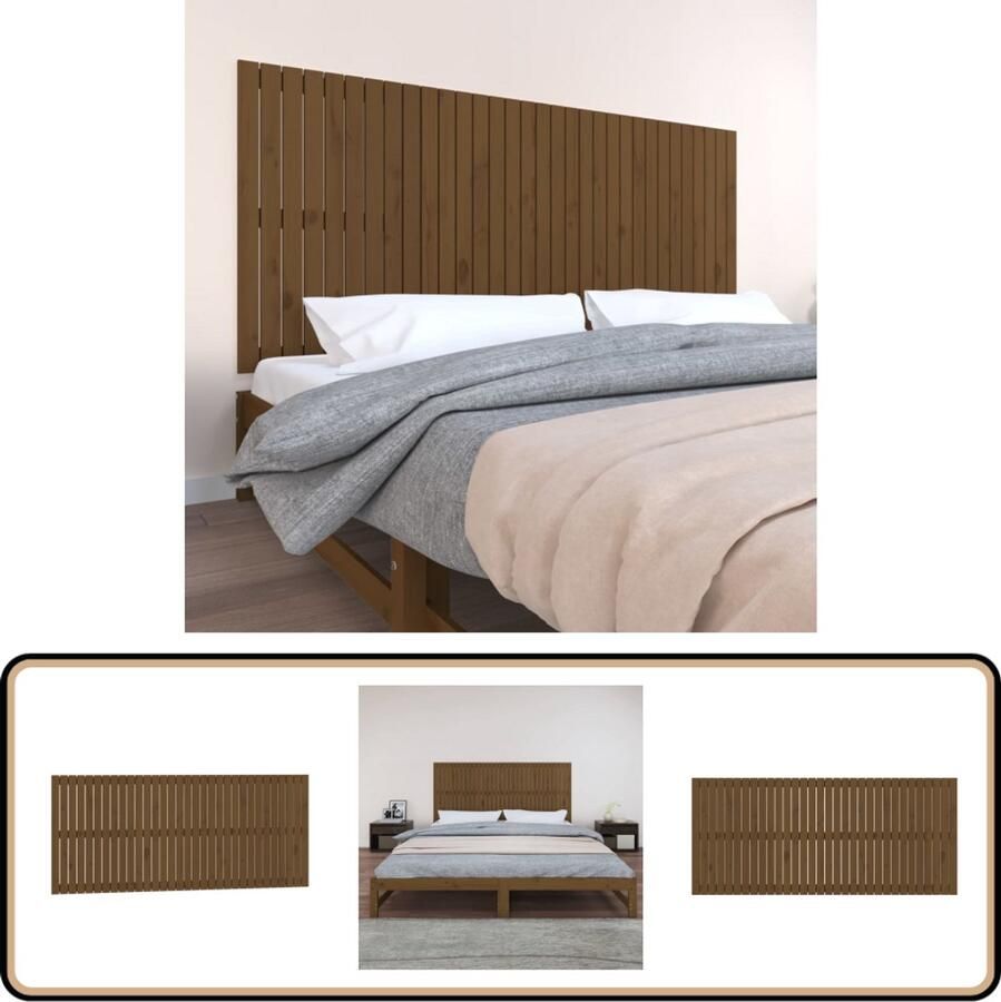 VidaXL Wandhoofdbord 204x3x90 cm Grenenhout Honingbruin Wandhoofdbord Hoofdbord Beddecoratie Hout Grenenhout Klassieke Design Honingbruin
