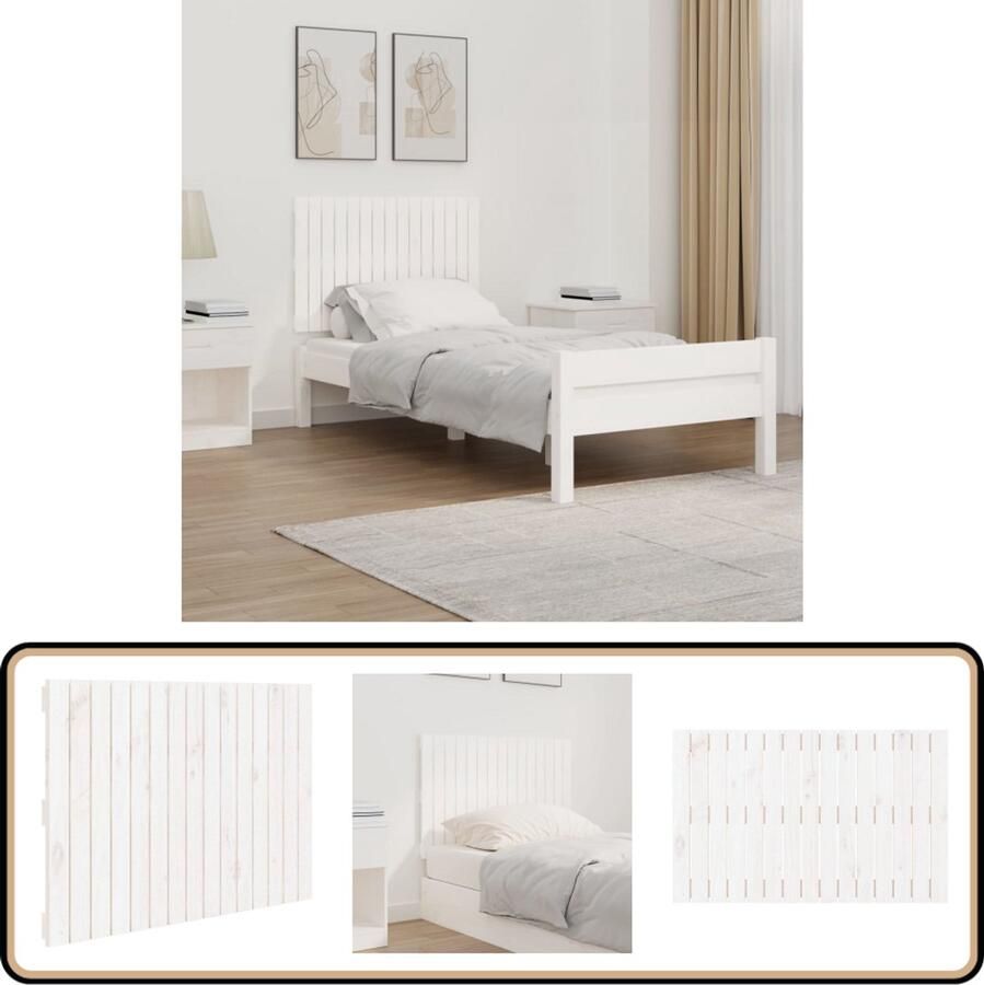 VidaXL Wandhoofdbord 95 5x3x60 cm Grenenhout Wit Wandlamp Headboard Slaapkamer Decoratie Hout Meubilair Vintage Interieur Modern Design Minimalistisch Enkelvoudig Bed Tweepersoonsbed