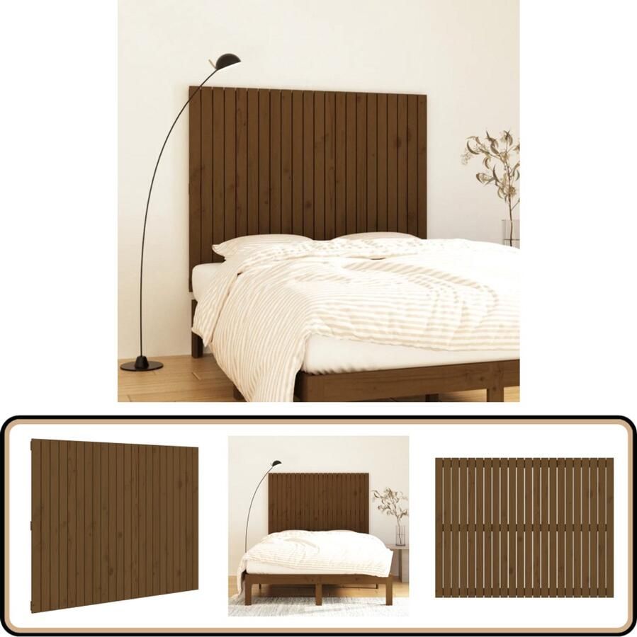 VidaXL Wandhoofdbord Grenenhout 140x110 cm Honingbruin Wandhoofdbord Hoofdbord Grenenhout Hout Bruine Meubels Kamerdecoratie Slaapkamerstijl