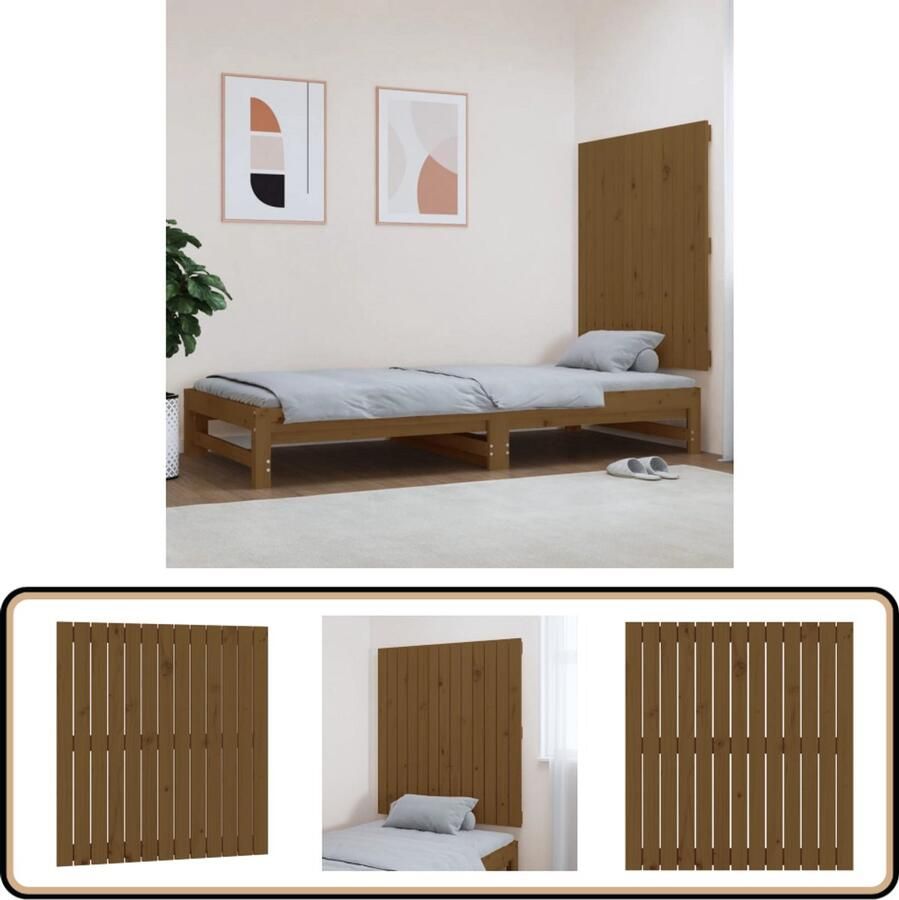 VidaXL Wandhoofdbord Grenenhout 82 5x90 cm Honingbruin Wandlamp Slaapkamersdecoratie Hoofdbord Vintage Meubels Landelijke Woonstijl Houten Hoofdbord Klassieke Hoofdbord