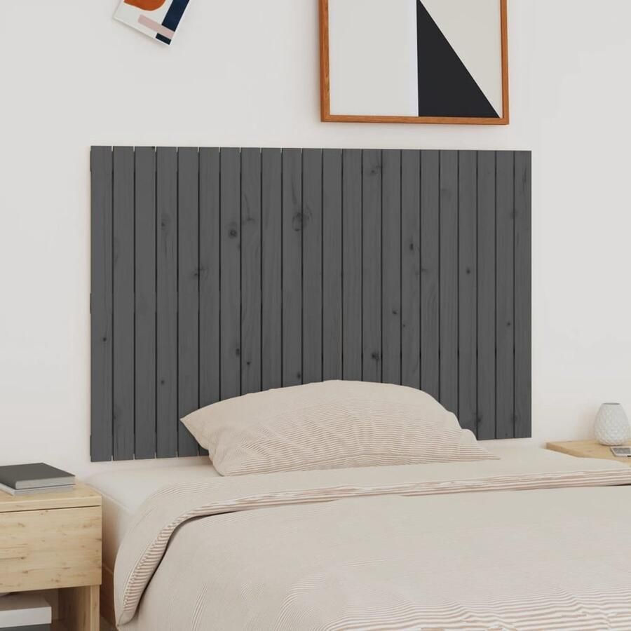 VidaXL Wandhoofdbord Grenenhout Grijs 140x90 cm Wandhoofdbord Hoofdbord Grieze Headboard Hout Grenenhout Slaapkamersdecoratie Bedroom Decor Minimalistisch Meubilair Modern Interieur Comfortabel Leeshoek - Foto 2