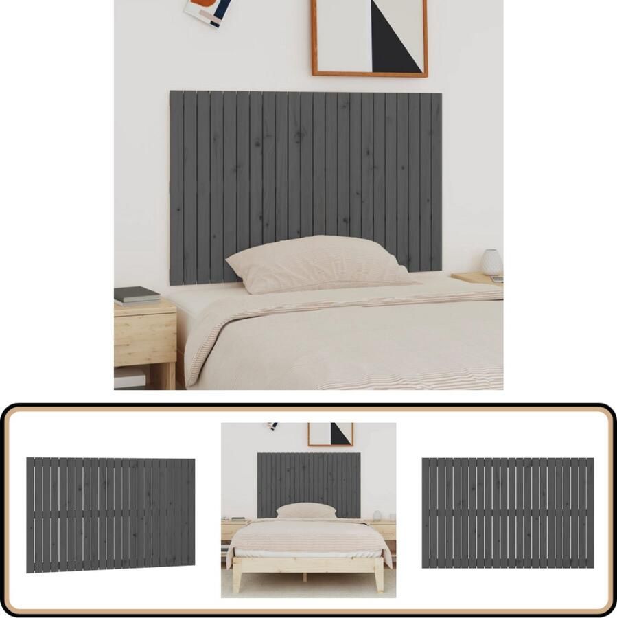 VidaXL Wandhoofdbord Grenenhout Grijs 140x90 cm Wandhoofdbord Hoofdbord Grieze Headboard Hout Grenenhout Slaapkamersdecoratie Bedroom Decor Minimalistisch Meubilair Modern Interieur Comfortabel Leeshoek