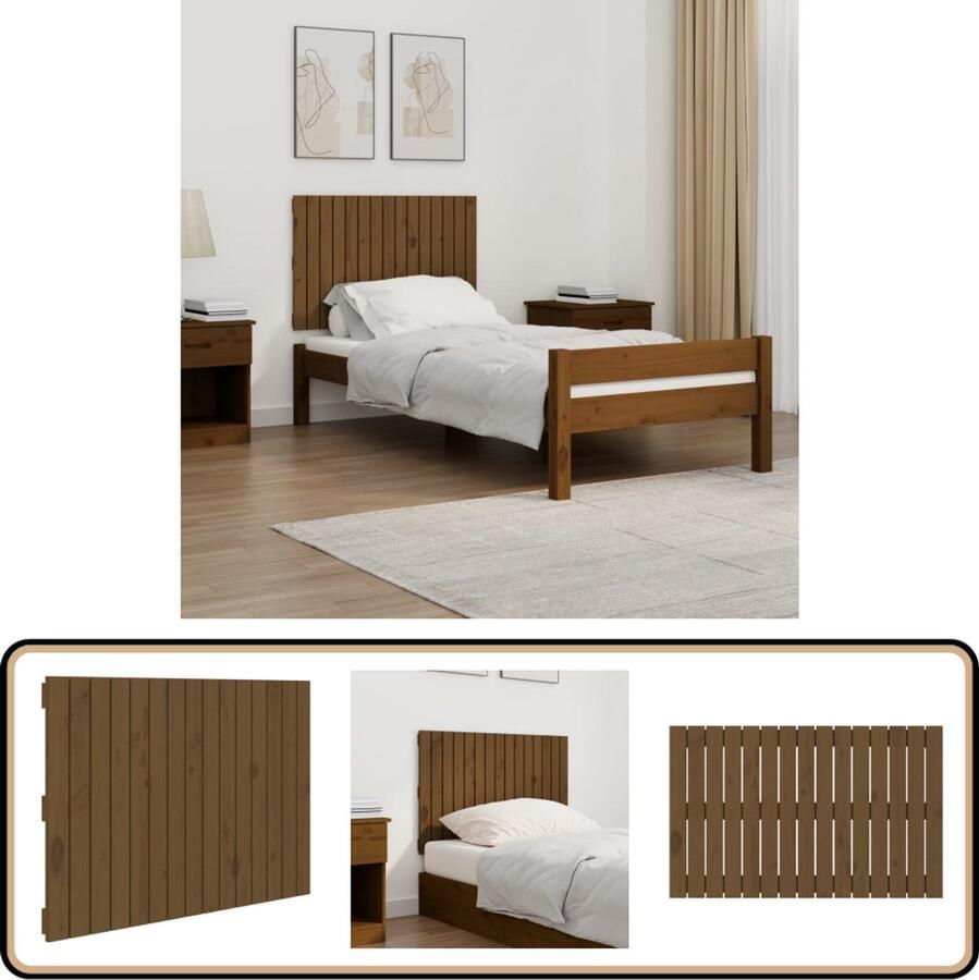 VidaXL Wandhoofdbord Grenenhout Honingbruin Wandhoofdbord Hoofdbord Slaapkamerdecoratie Houtmeubilair Grenenhout Meubels Klassieke Design Comfortabel Leeshoek