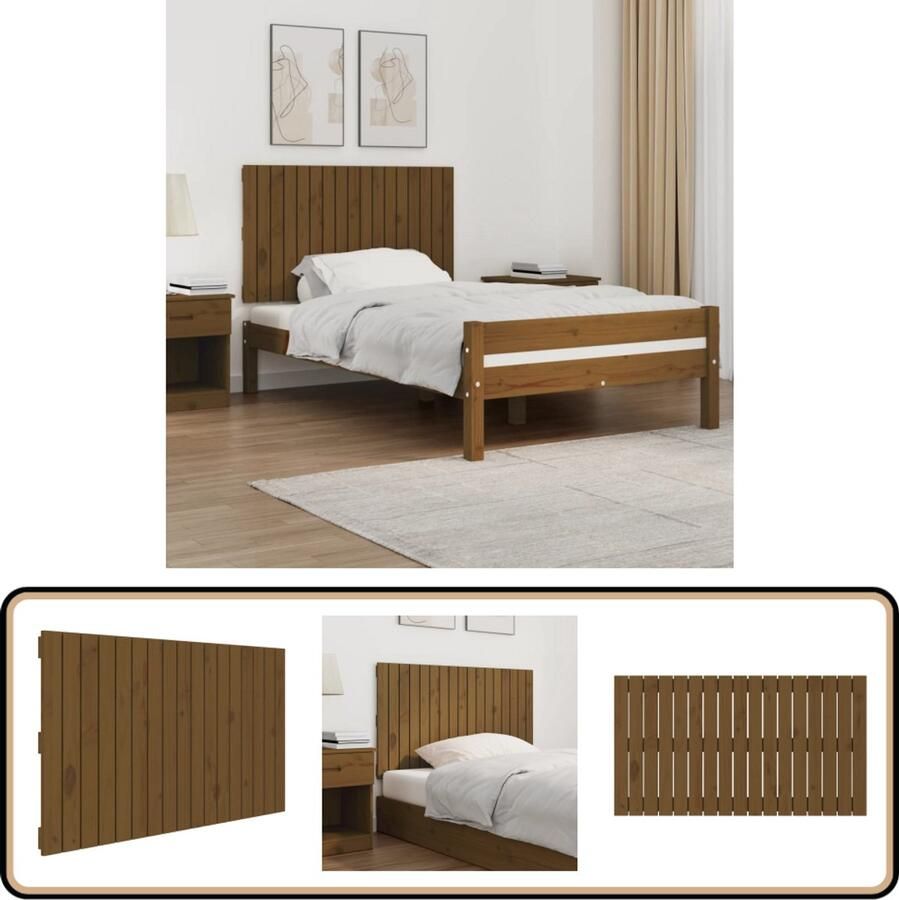 VidaXL Wandhoofdbord Massief Grenenhout Honingbruin Wandhoofdbord Hoofdbord Slaapkamer Decoratie Hout Meubilair Grenenhout Vintage Style Modern Design Bruine Kleuren