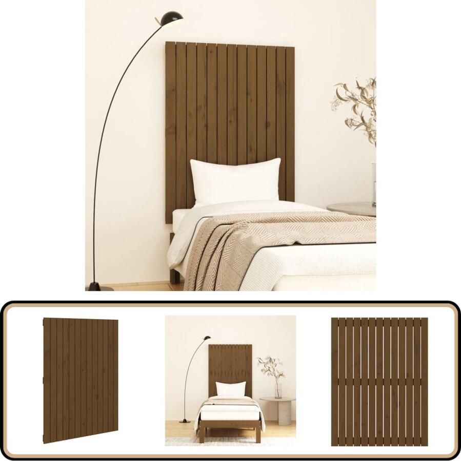 VidaXL Wandhoofdbord Massief Grenenhout Honingbruin Wandlamp Slaapkamersdecoratie Hoofdboard Bed Accessoires Grenenhout Meubels Klassieke Interieur