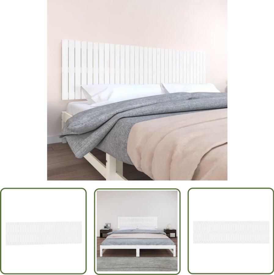 VidaXL Wandhoofdbord Massief Grenenhout Wit Wandlamp Headboard Slaapkamerdecoratie Houtdesign Vintage Interieur Modern Design Minimalistisch Meubilair