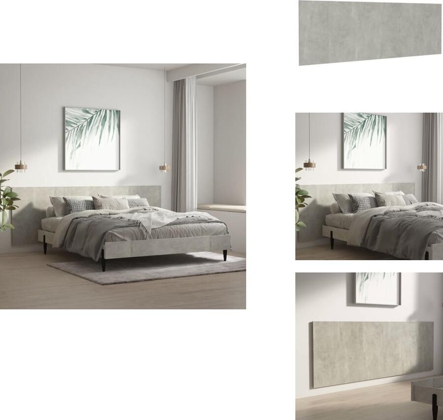 VidaXL Wandhoofdbord Wandhoofdborden Hoofdbord Wandhoofdeinde Hoofdbord wandmodel 240x1 5x80 cm bewerkt hout betongrijs - Foto 2
