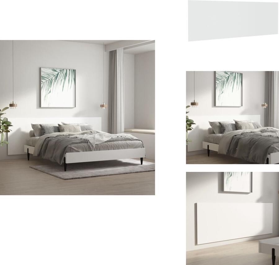 VidaXL Wandhoofdbord Wandhoofdborden Hoofdbord Wandhoofdeinde Hoofdbord wandmodel 240x1-5x80 cm bewerkt hout wit - Foto 2
