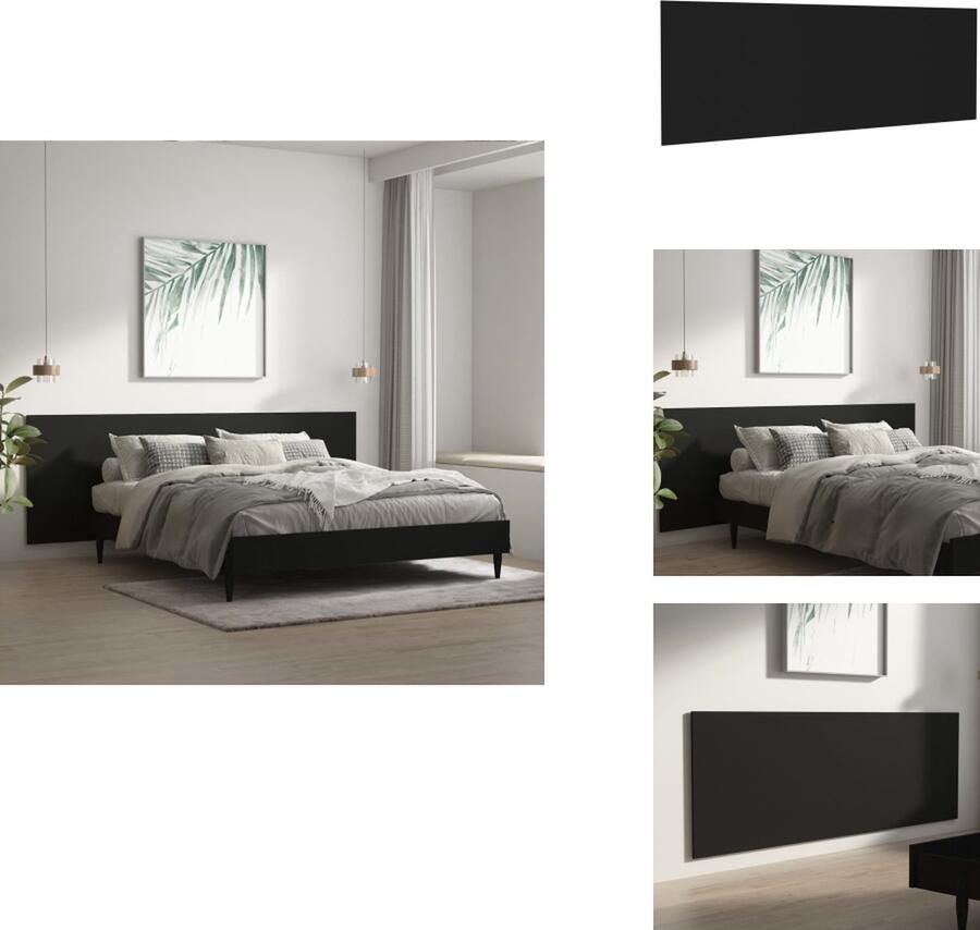 VidaXL Wandhoofdbord Klassiek Design Glad oppervlak Sterk en stabiel Vochtbestendig Wandmontage Geschikt voor bedden zonder hoofdeinde Zwart Bewerkt hout 240x1.5x80 cm Montage vereist Bedonderdeel
