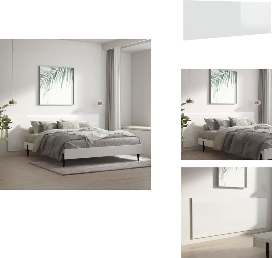 VidaXL Wandhoofdbord Wandhoofdborden Hoofdbord Wandhoofdeinde Hoofdbord wandmodel 240x1-5x80 cm bewerkt hout hoogglans wit