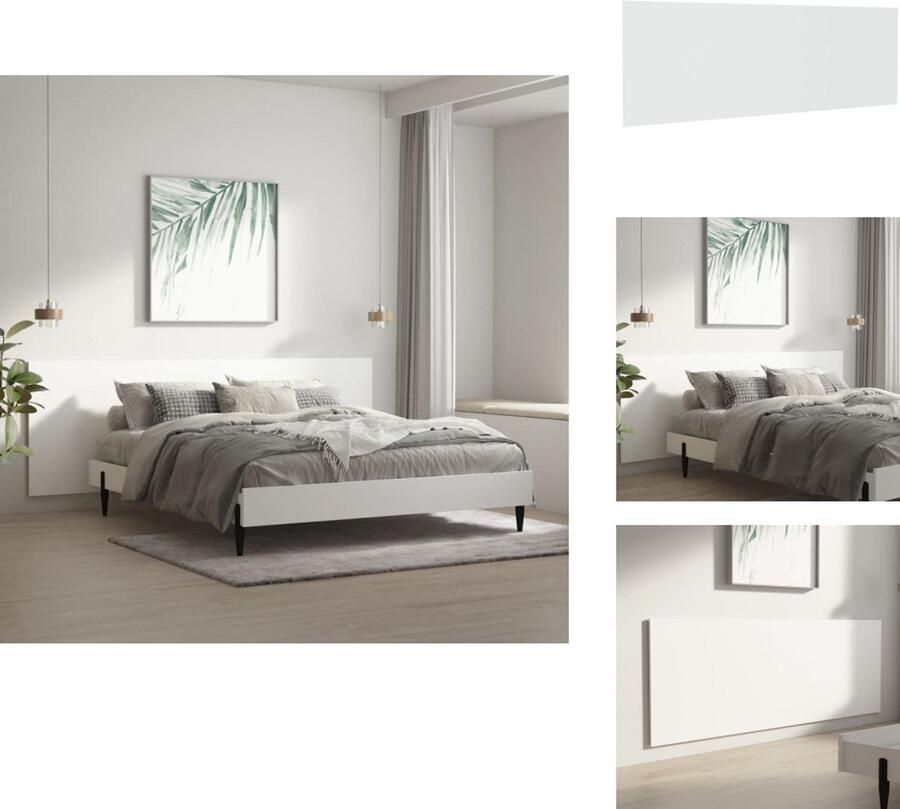 VidaXL Wandhoofdbord Wandhoofdborden Hoofdbord Wandhoofdeinde Hoofdbord wandmodel 240x1-5x80 cm bewerkt hout wit